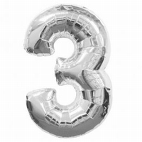 Number 3 Silver Supershape Balloons