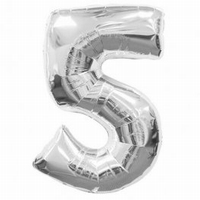 Number 5 Silver Supershape Balloons