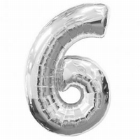 Number 6 Silver Supershape Balloons