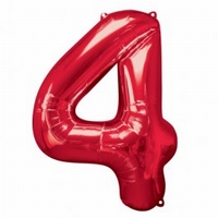 Number 4 Red Supershape Balloons